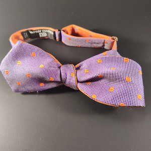 Men's Bowtie Edward Armah One SZ Orange & Purple Polka Dots Reversible